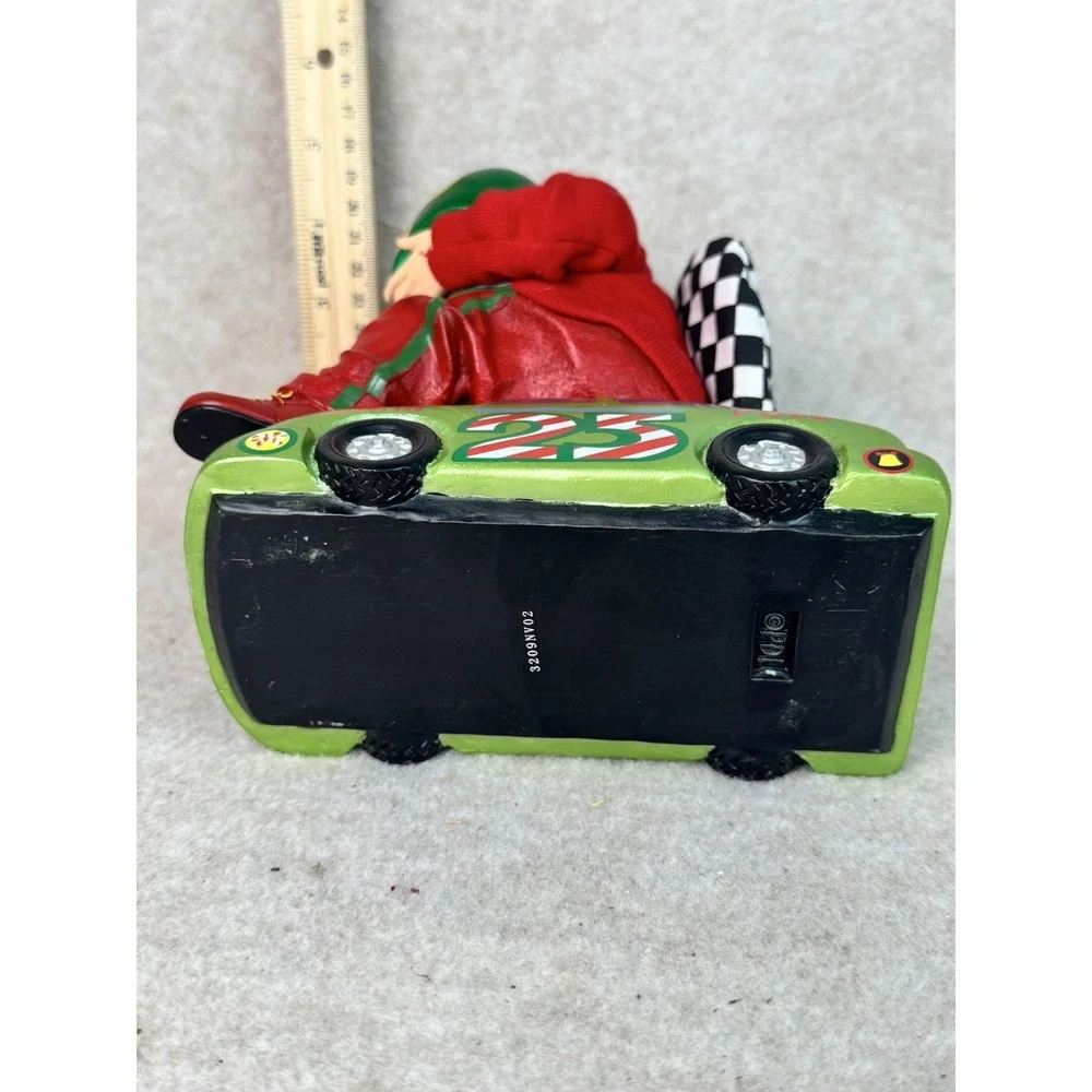 Racing Santa Claus‎ Figure Christmas Holiday Decor Sitting on Race Car